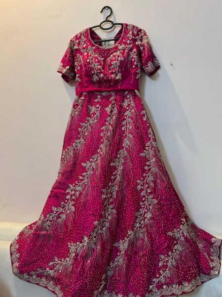 Magenta Lehenga with Silver Embroidery